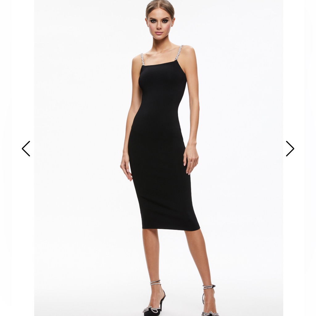 Alice + Olivia Velda Embellished Strap Dress With Silver Straps